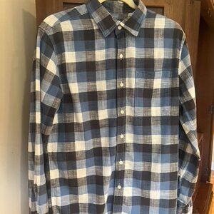 American Eagle Super Soft Blue Checked Long Sleeve Button Down Shirt